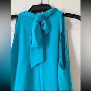 New York & Co Halter Tie Neck Chiffon Dress, Color:Blue, Size L